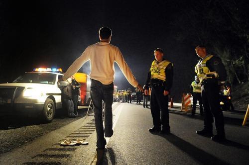 Field sobriety tests as performed at a DUI Checkpoint